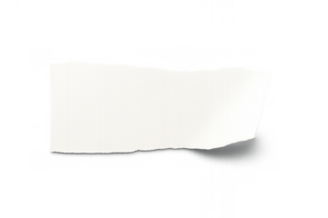 Ripped white paper piece floating on a transparent background, showing empty blank sticky note space for your message