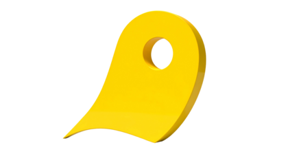 Yellow Pin or Marker on White Background