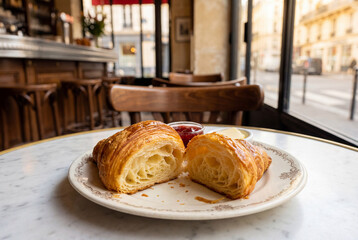 French breakfast with croissant