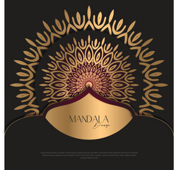 Mandala design round luxury design golden brush text.