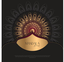 Mandala design round luxury design golden brush text.