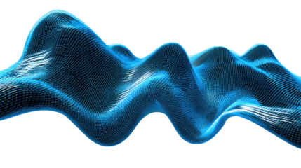 Abstract Digital Landscape: Dynamic wave pattern of a digital landscape in a vibrant blue hue, symbolizing data flow, networks, or digital evolution.