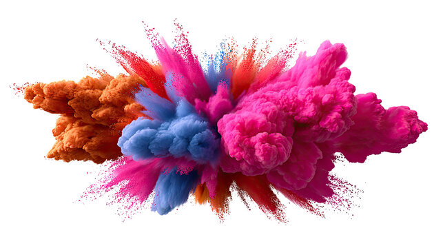 Explosive Color Burst: An artistic and dynamic display of vibrant, colorful powder exploding in a captivating dance of hues and shades.