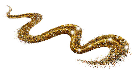 Fototapeta premium Golden Glitter Swirl: An artistic display of shimmering gold glitter forming an elegant swirl, capturing light and adding a touch of glamour.