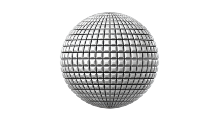 Abstract Metallic Orb: A mesmerizing close-up of a perfectly symmetrical metallic orb, crafted from countless tiny reflective squares, emitting a cool, modern aesthetic.