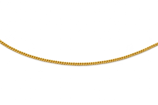 Shiny gold chain, elegant and luxurious, isolated with transparent background.