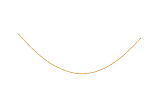 Minimalist golden brown string gently curved, isolated on a transparent background.