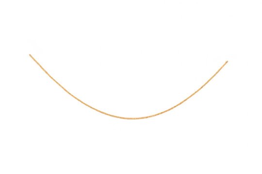 Minimalist golden brown string gently curved, isolated on a transparent background.