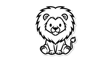 Charming cartoon lion cub with a fluffy mane and adorable expression suitable for children's
