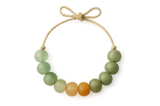 Decorative air freshener with colorful beads and rope bow, isolated on transparent background