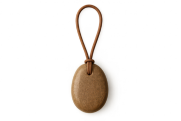 Elegant natural stone diffuser on leather cord, isolated with transparent background.