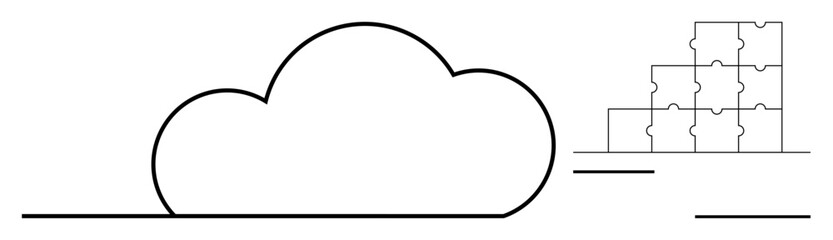 Obraz premium Cloud computing. Cloud computing with puzzle pieces data integration and system connectivity. Cloud computing for technology, IT solutions, data storage, digital platforms, and innovation