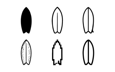 Fototapeta premium Minimalist surfboard icon set in various artistic styles