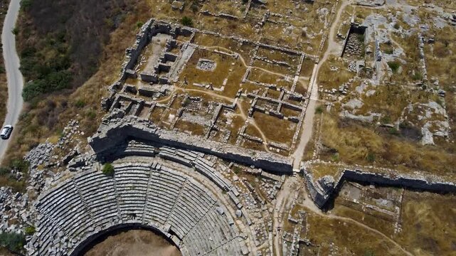 Aerial view of Xanthos ancient Lycia city ruins
