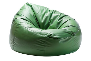 A comfortable oversized textured green bean bag chair for relaxation and casual seating isolated on transparent background