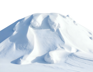 White textured snow pile with subtle shadows, isolated on black