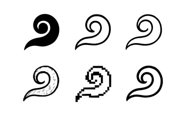 Obraz premium Diversity of swirl designs: various artistic styles of iconic curves