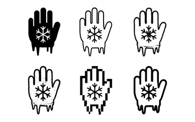Fototapeta premium Set of snowflake hand icons in diverse styles for winter design