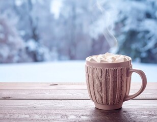 Hot Chocolate Mug with Winter Window Light