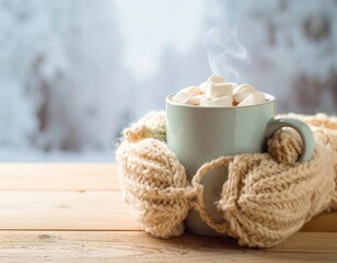 Hot Chocolate Mug with Winter Window Light