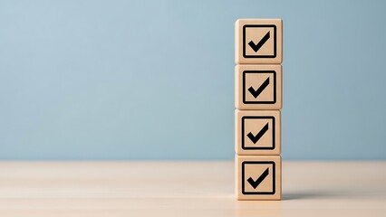 Checklist Cubes with Checkmarks, To-Do List Concept, Task Completion, Decision Making