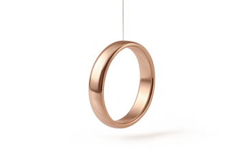 Elegant rose gold wedding band ring, isolated on transparent background