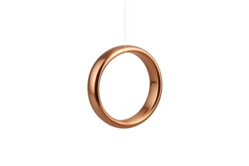 Shiny copper or rose gold ring or band hanging isolated on a transparent background