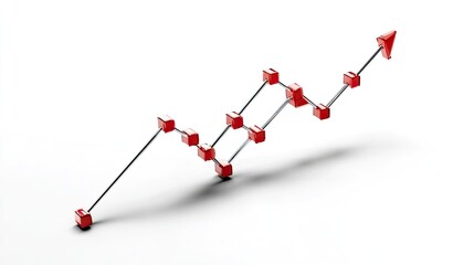 Business Growth Trajectory: A dynamic illustration showcases an upward trend, symbolized by a linear progression with connected blocks, suggesting progress and success.