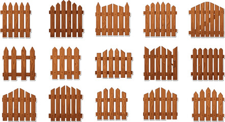 Wooden fence panel collection, garden barrier design, rustic style, privacy fencing, timber texture, outdoor structure, home yard enclosure, decorative fence