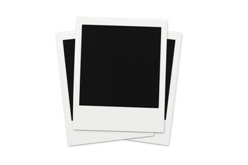 Blank instant print frames with empty black space for text or image, creating a template for memories, transparent background