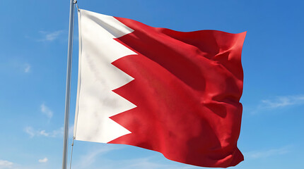 Bahraini Flag Waving Proudly in the Sky.