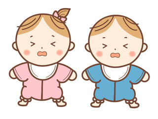 女の子と男の子の赤ちゃん泣き顔セット