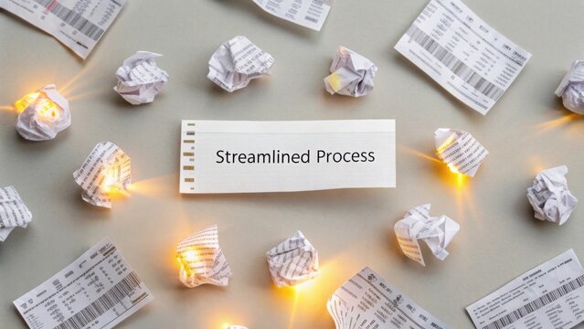 Receipts transforming into glowing barcodes for data process