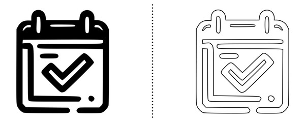 Calendar with Checkmark Icon – Task Completion, Schedule Planning, To-Do List, Time Management, Deadline, Event Tracker, Planner, Reminder