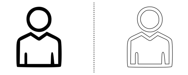 User Avatar Icon – Person Profile Symbol for Account, Login, Business Contact, Identification, and People Interface in Bold and Outline Style