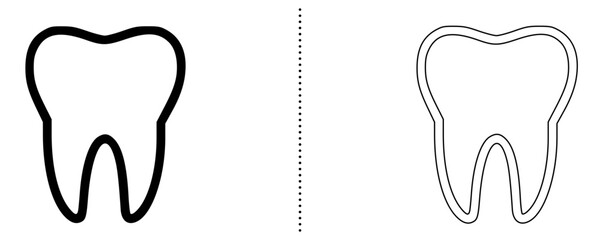 Tooth Icon – Dental Care Symbol, Oral Hygiene, Healthy Teeth, Dental Treatment, Tooth Care, Dentist Illustration in Bold and Outline Style