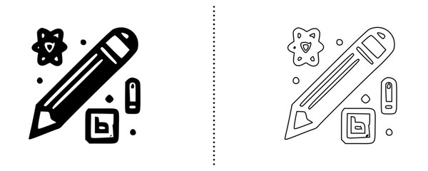 Creative Pencil Icon – Education and Writing Tools Symbol, School Supplies Illustration, Learning and Creativity Outline Vector