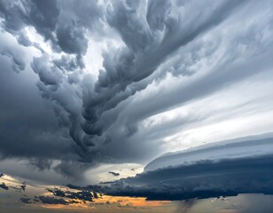 Swirling clouds form an ominous sky, hinting at impending storm