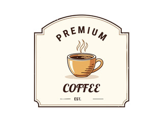 Premium Coffee Badge Illustration Retro Style Design for Coffee Lovers