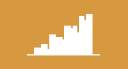 Stylized white city silhouette on gold background