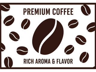 Premium Coffee Design with Rich Aroma and Flavor, Featuring Coffee Beans