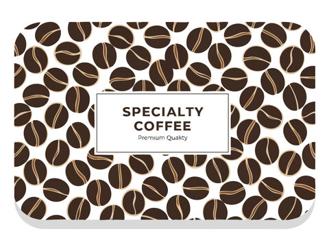 Elegant Specialty Coffee Label Design with Coffee Beans Pattern - Premium Quality and Refined Taste