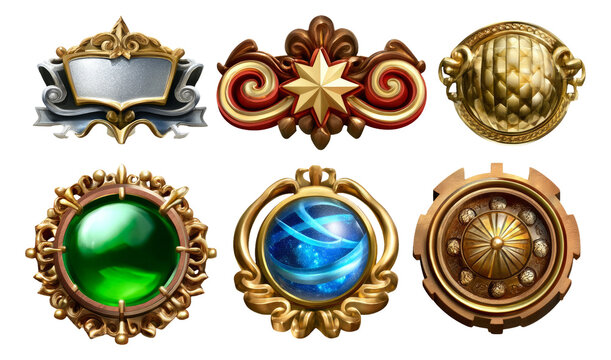 Luxurious Celestial Medallions in Ornate Design and 3D Illustration Style