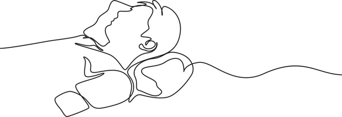 Minimalist One Line Art of a Person in Repose,one line art drawing people sleeping on pillow bed vector illustration,Continuous Line Drawing of a Person Sleeping Peacefully