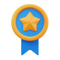 3D Round Ribbon Gold Star Icon