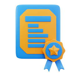 3D Certificate Document Badge Award Icon