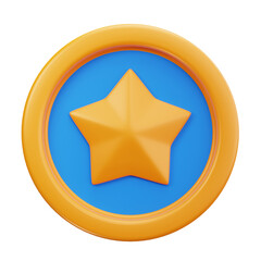 3D Round Star Badge Award Icon