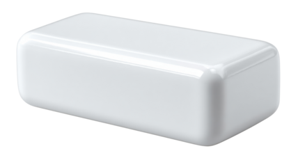 White bar of soap displaying cleanliness and hygiene product with smooth, glossy surface, transparent background