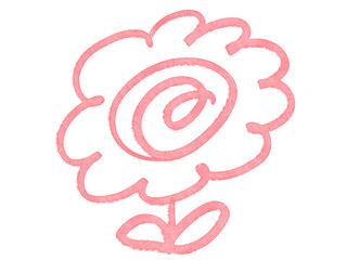 手描きのかすれのあるピンクの花丸マーク　フリーハンド