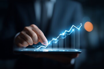 Innovative Business Growth Strategies Illustrated Through Dynamic Bar Graphs on a Digital Screen in a Professional Setting